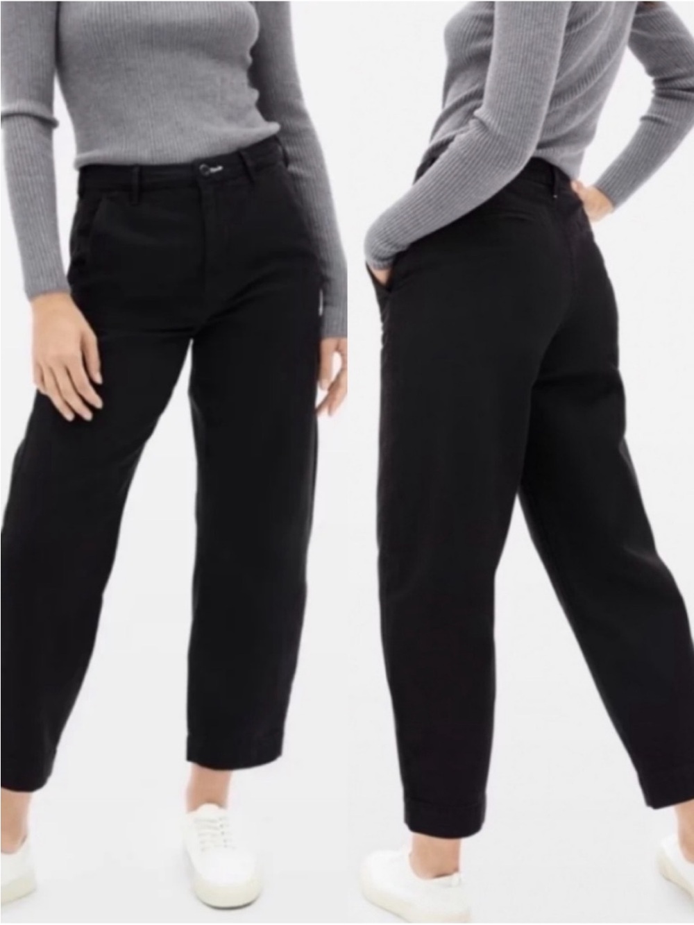 Everlane Curved Canvas Pant Sz 2 Black Cotton Minimalist Neutral Capsule Classic - Picture 5 of 13